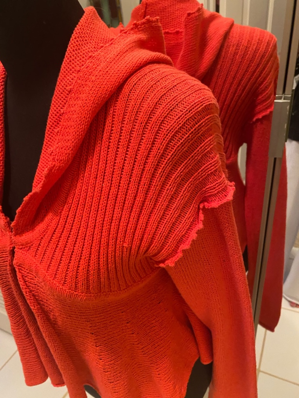 Moth Red Hooded Open-Front Knit Cardigan - Picture 5 of 5